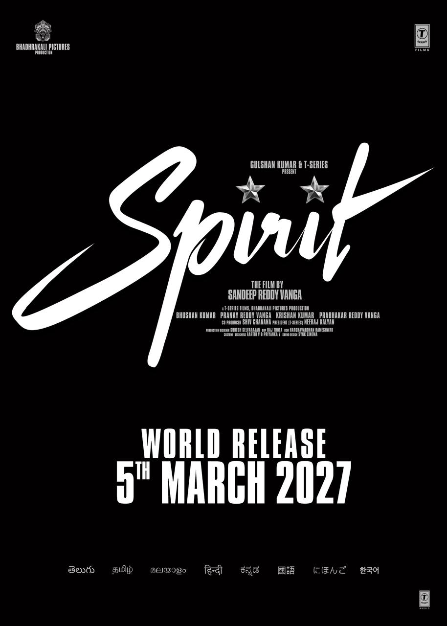 Prabhas Sandeep Reddy Vanga Spirit Movie Release Date Announced 