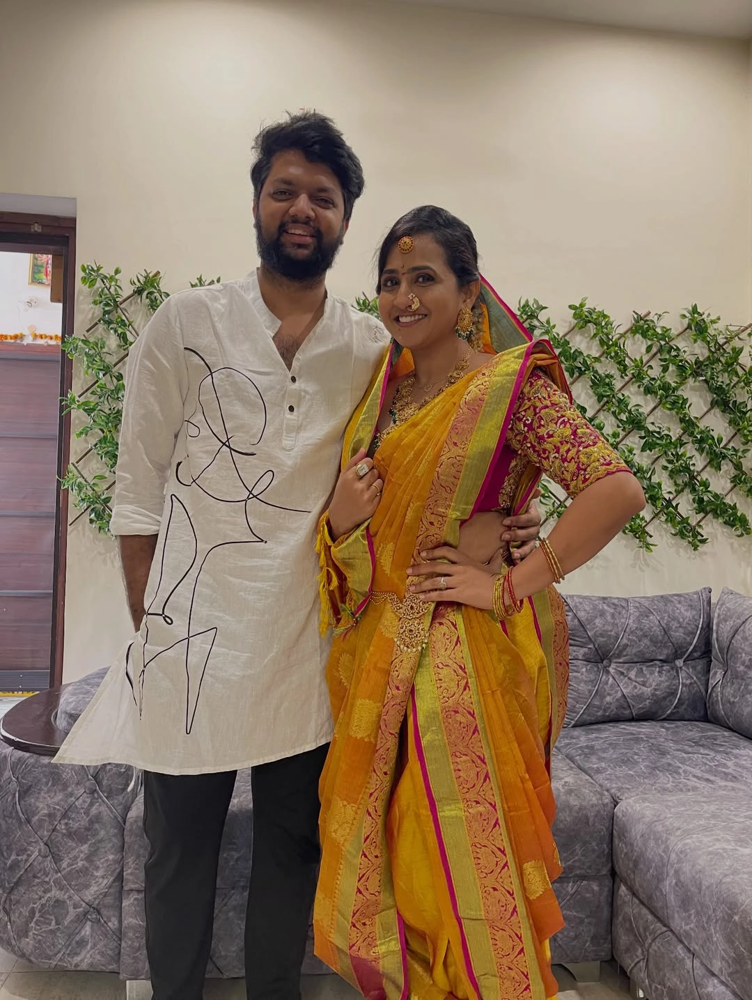 Anchor Lasya Shares Photos with Husband Manjunath on Wedding Anniversary