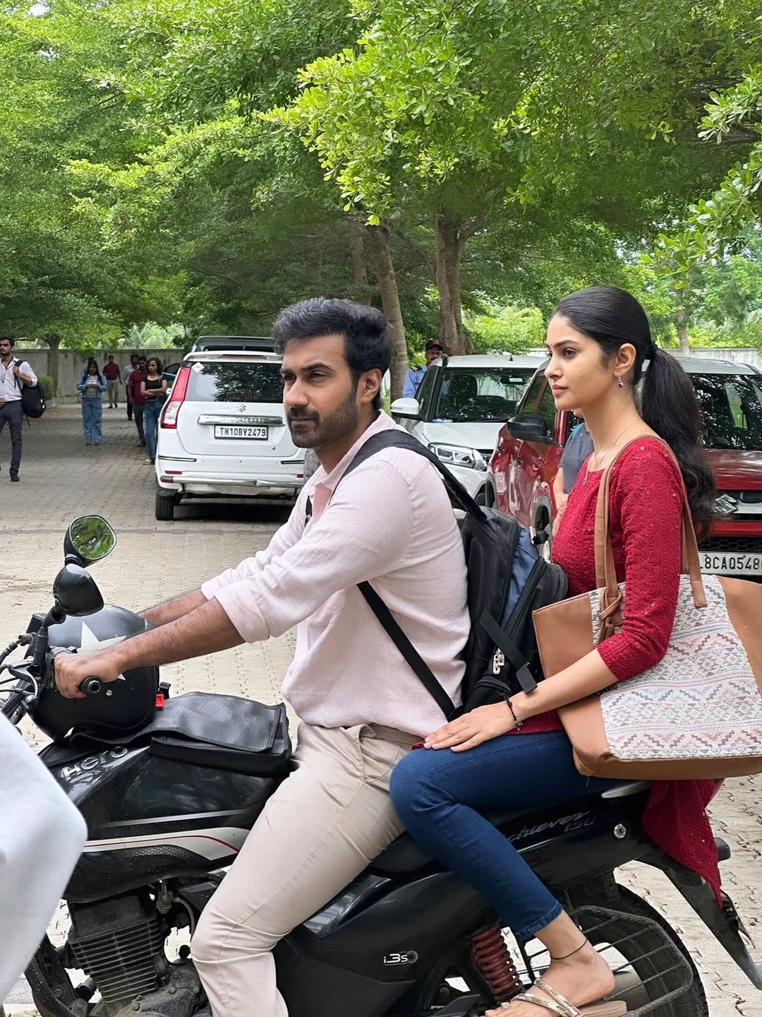 Manasa Varanasi Santosh Soban Shares Cute Working Stills From couple Friendly Movie