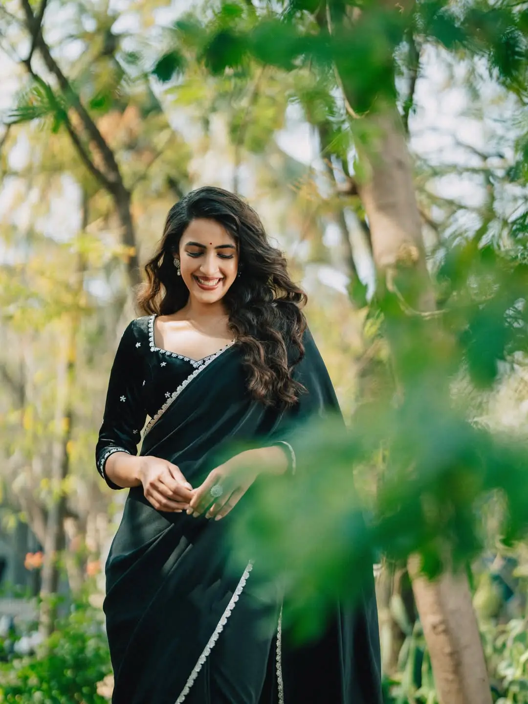Niharika konidela latest photo shoot in black saree
