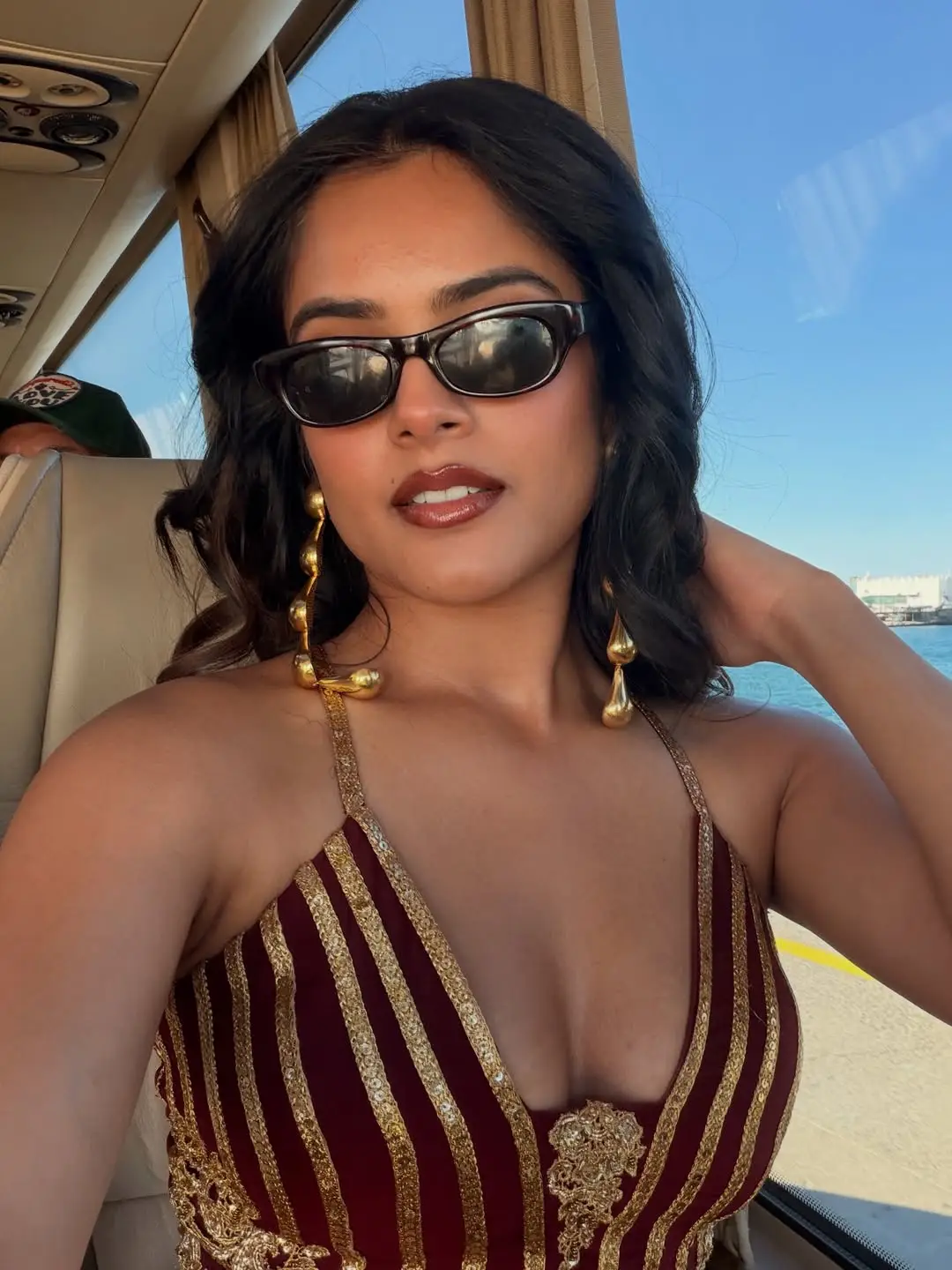 Riddhi kumar shared nache nache song photos from the rajasaab.