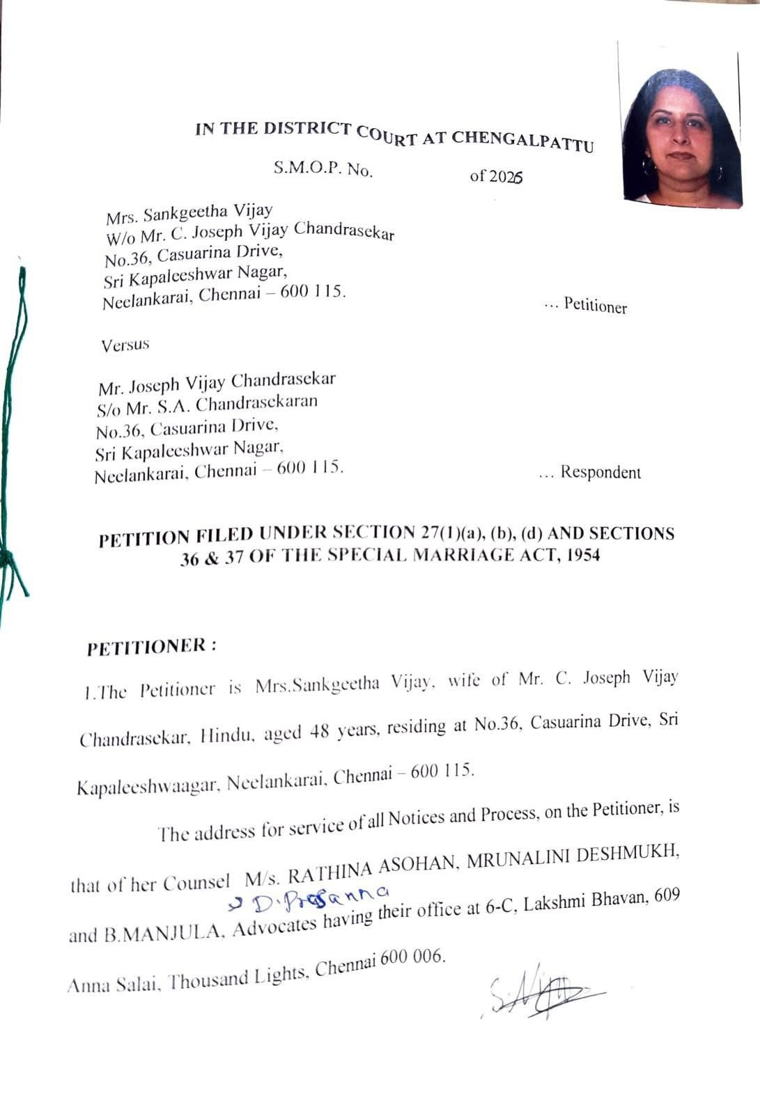 Vijay wife Sangeeta mentions sensational details in divorce petition