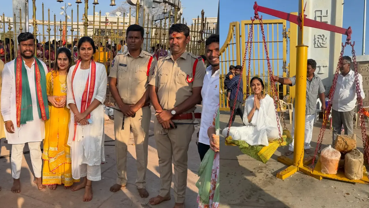 actress divi at medaram sammakka saralamma temple (1)