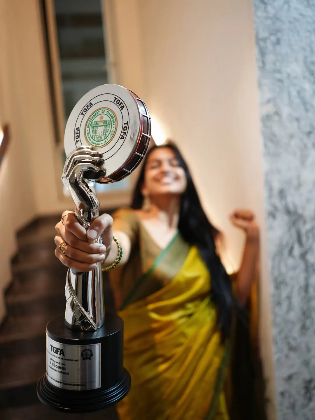 Ananthika Sanilkumar Shares Photos with Telangana Gaddar Film Award