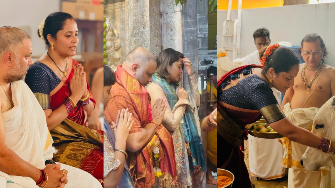 Anasuya Bharadwaj : ఫ్యామిలీతో కలిసి పూజలు చేస్తున్న అనసూయ.. ఫొటోలు..