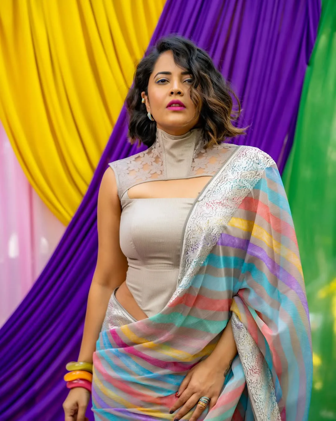 Anasuya Bharadwaj Holi Special Photos in Saree