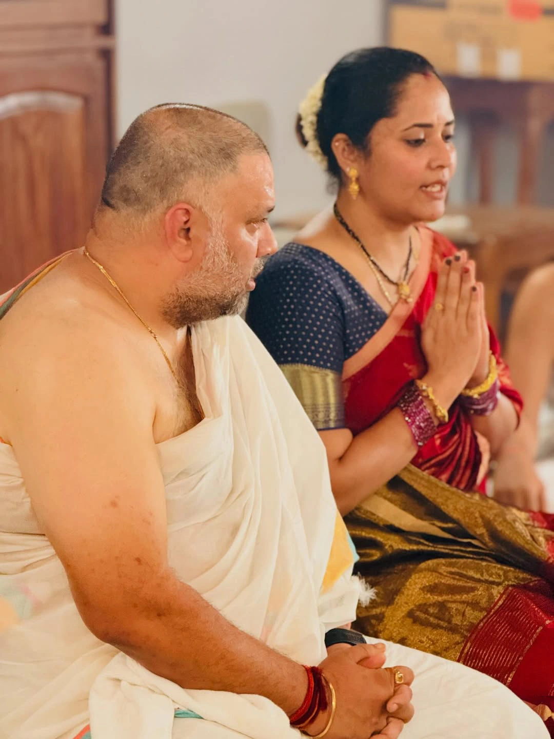 Anasuya Bharadwaj Performing Pooja with Family