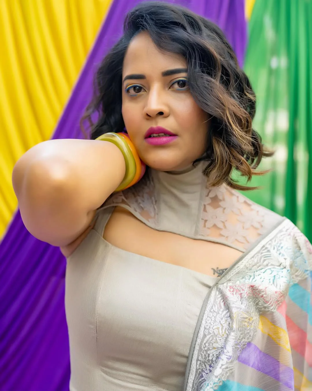 Anasuya Bharadwaj Holi Special Photos in Saree