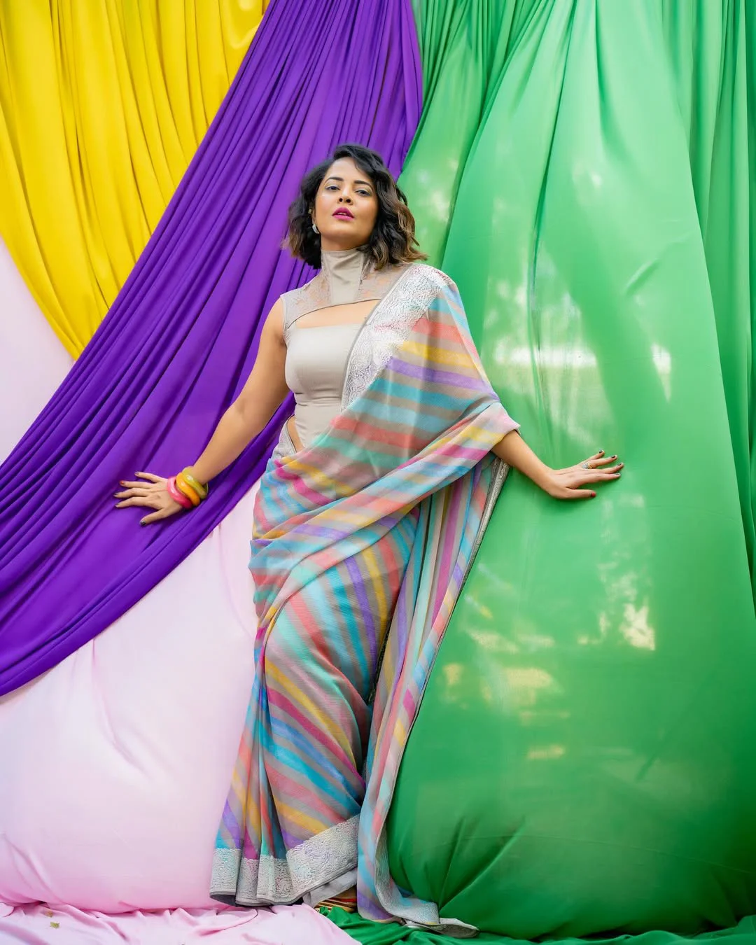 Anasuya Bharadwaj Holi Special Photos in Saree