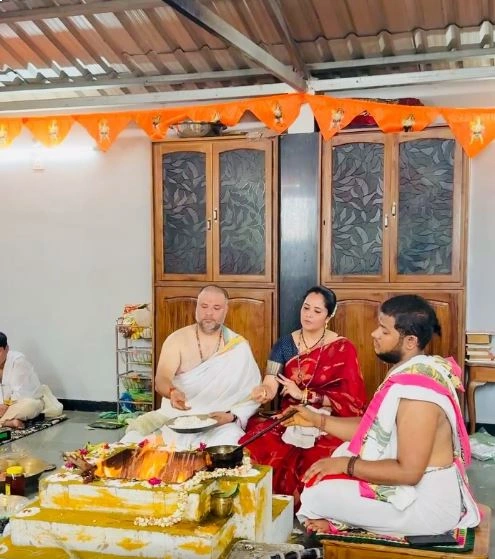 Anasuya Bharadwaj Performing Pooja with Family