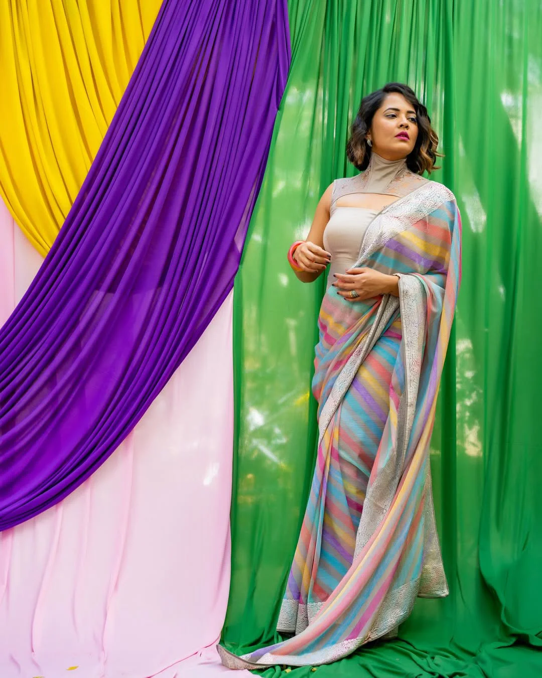 Anasuya Bharadwaj Holi Special Photos in Saree