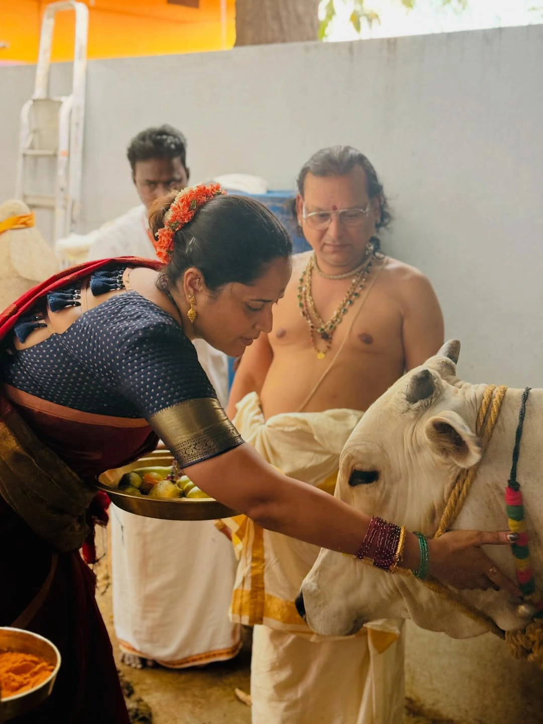 Anasuya Bharadwaj Performing Pooja with Family