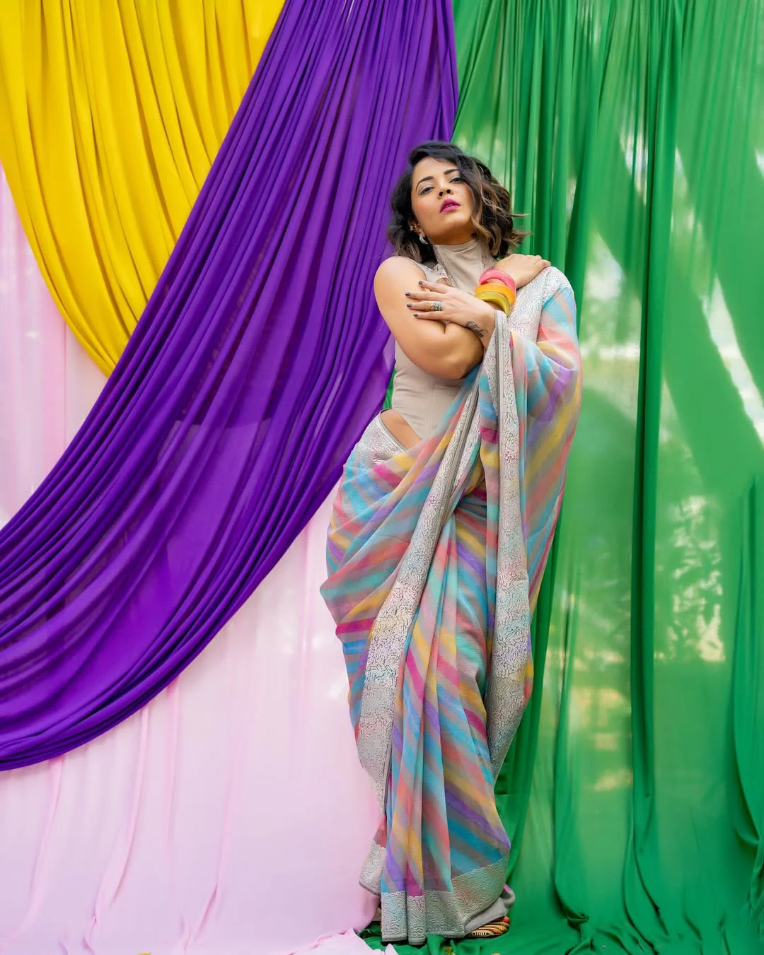 Anasuya Bharadwaj Holi Special Photos in Saree