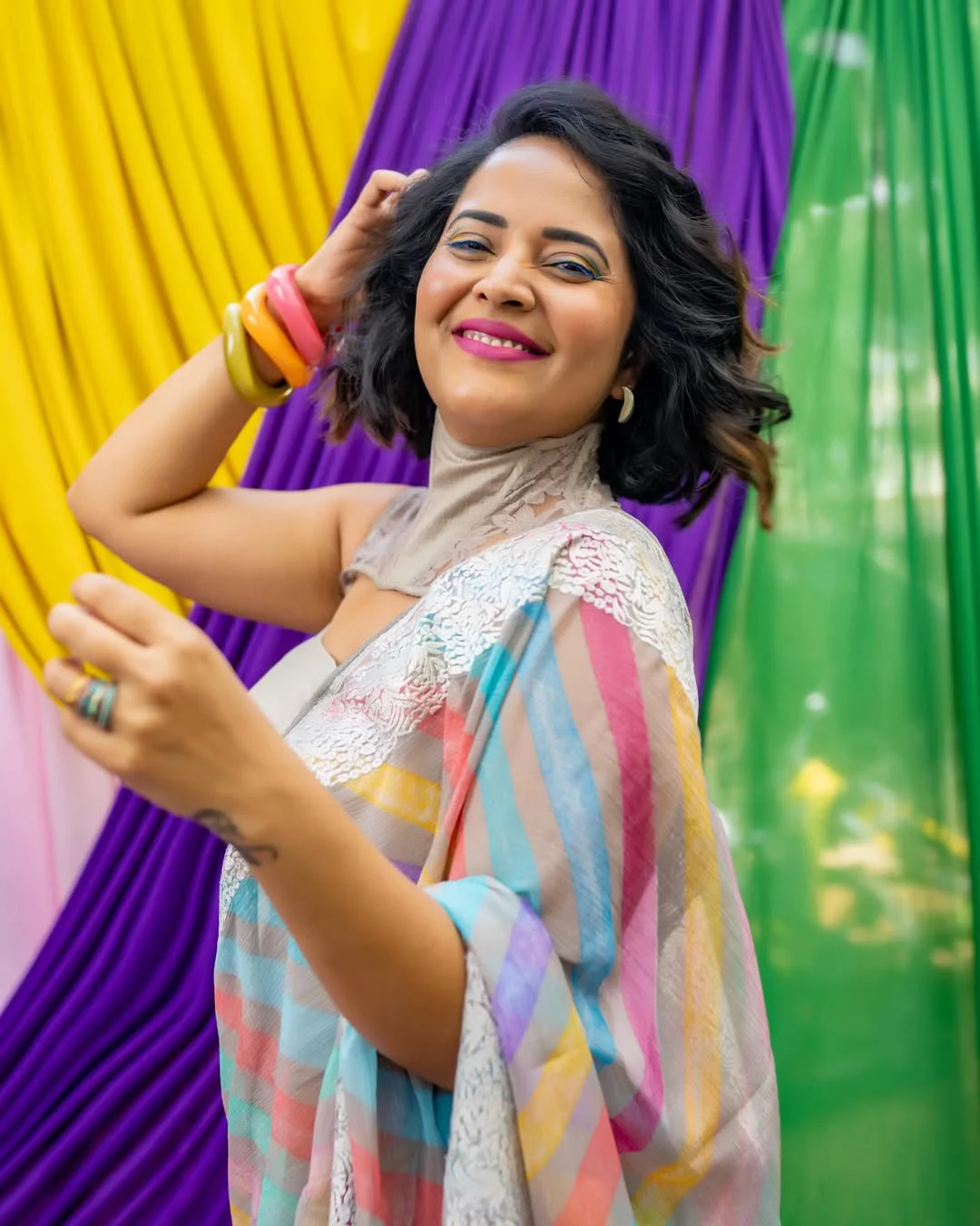 Anasuya Bharadwaj Holi Special Photos in Saree