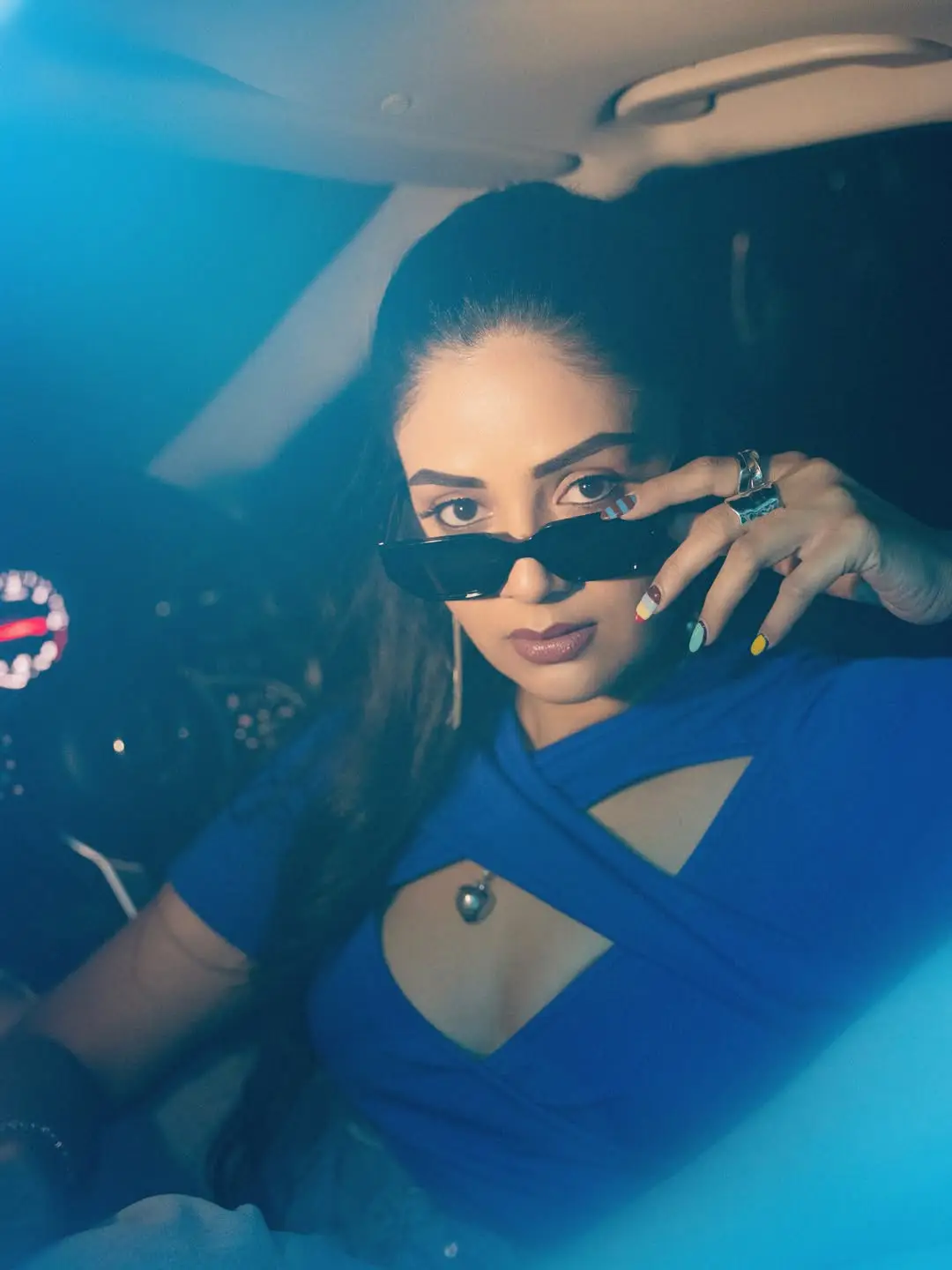 Anchor Sreemukhi Crazy Photos with a Benz Car