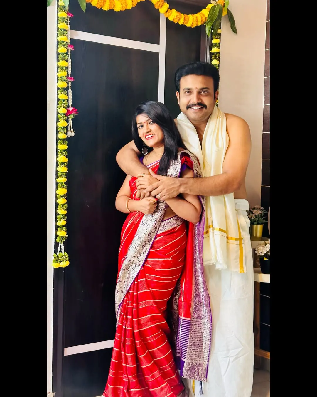 Getup Srinu with Wife Sujatha Cute Photos on Ugadi