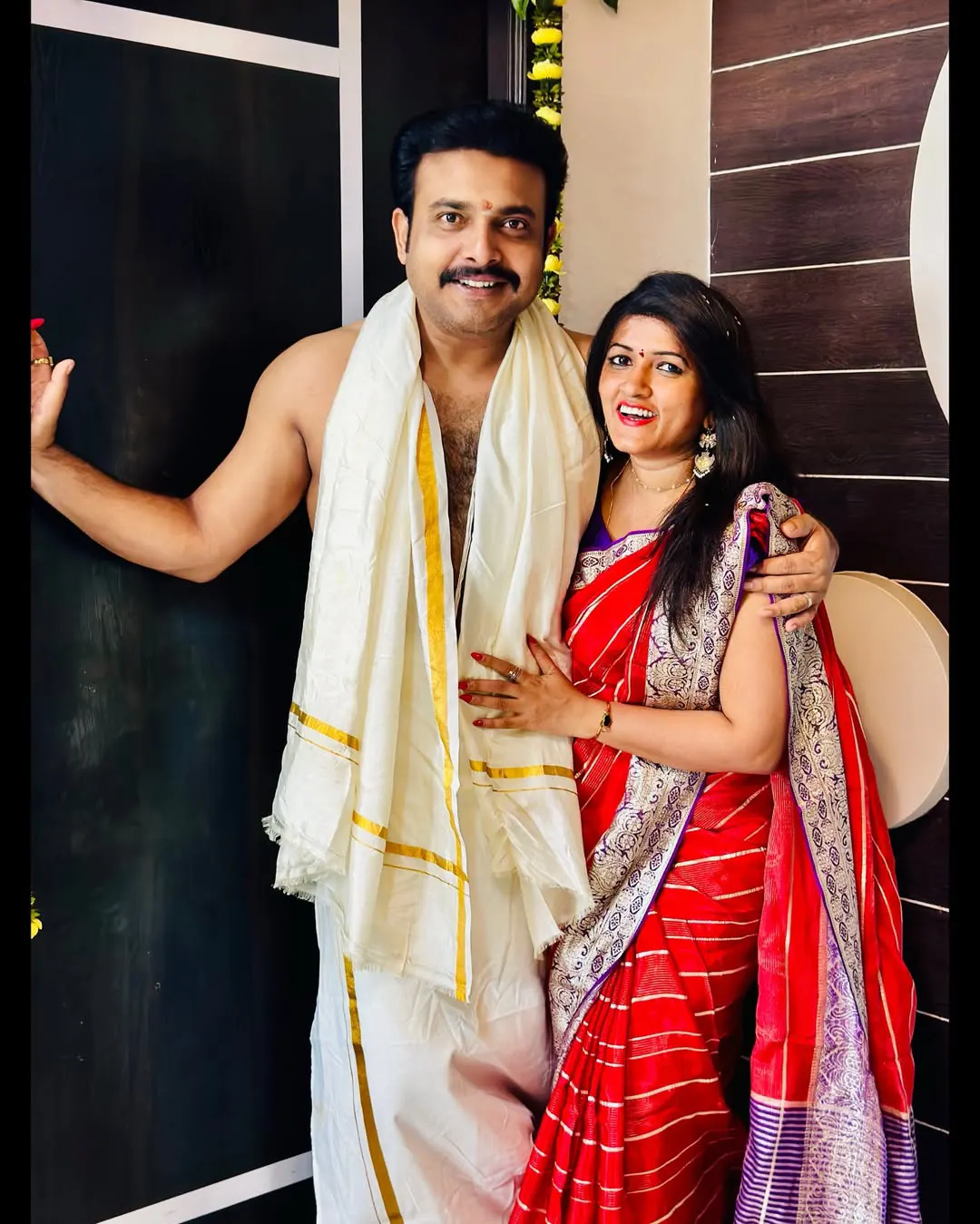 Getup Srinu with Wife Sujatha Cute Photos on Ugadi
