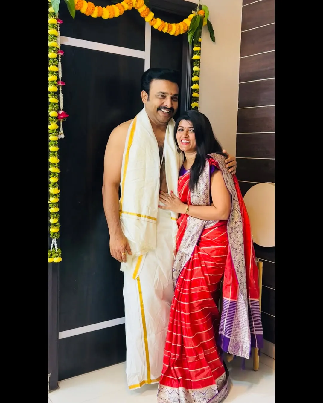 Getup Srinu with Wife Sujatha Cute Photos on Ugadi