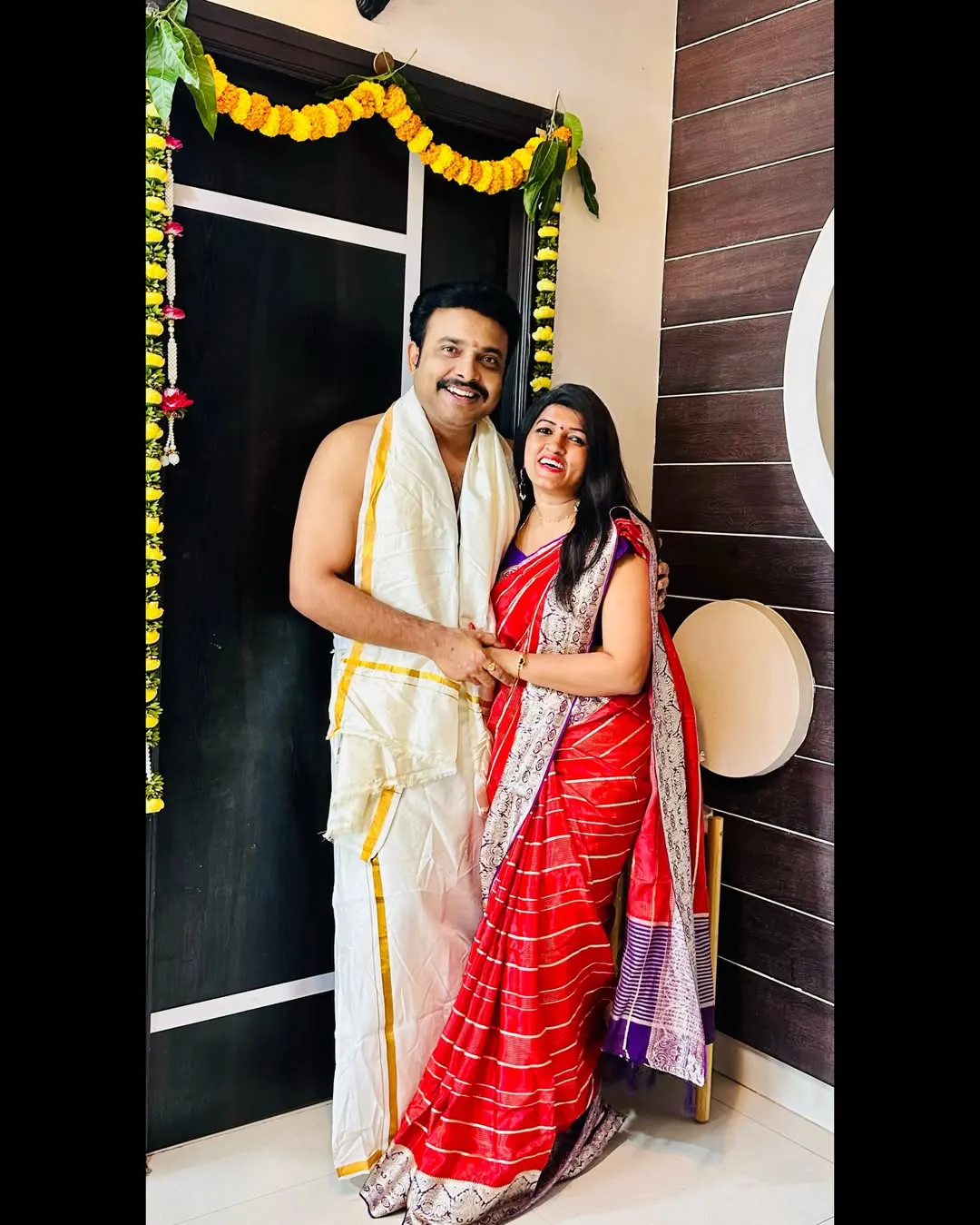 Getup Srinu with Wife Sujatha Cute Photos on Ugadi