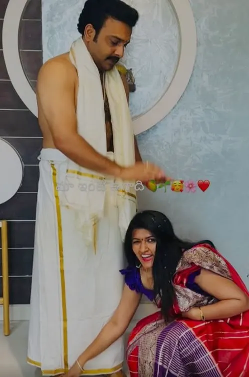 Getup Srinu with Wife Sujatha Cute Photos on Ugadi