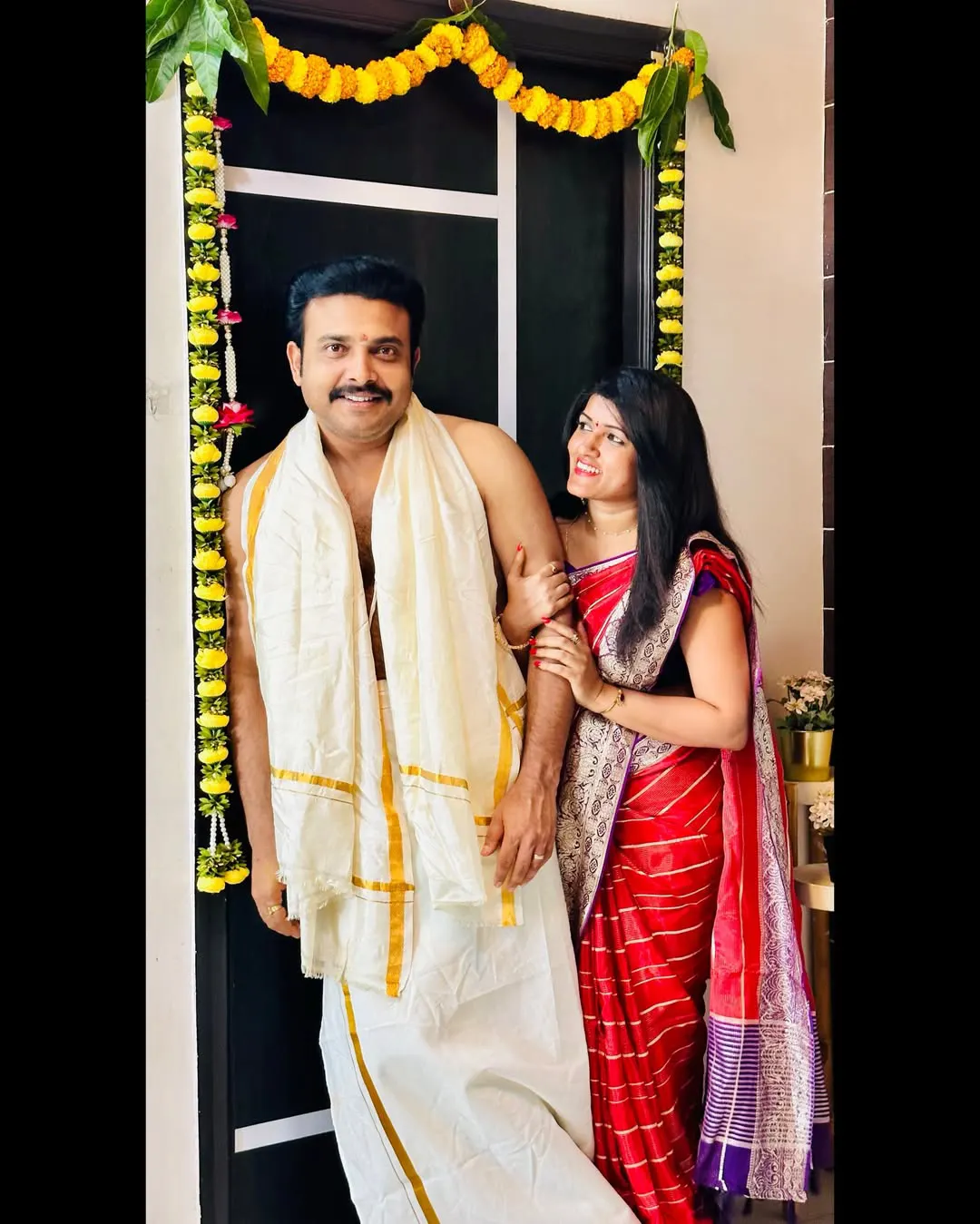 Getup Srinu with Wife Sujatha Cute Photos on Ugadi