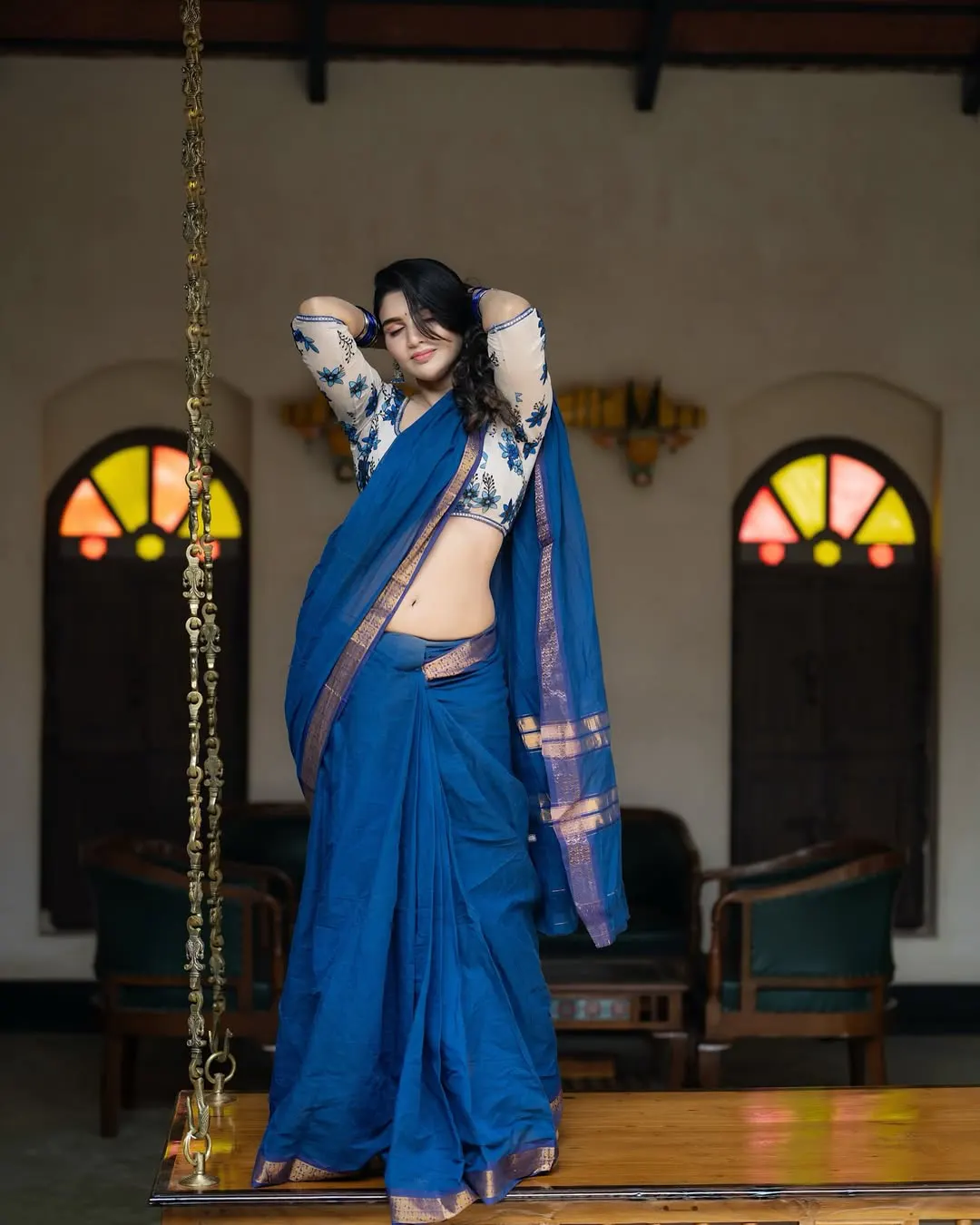 Jabardasth Varsha Showing Her Beauty in Saree