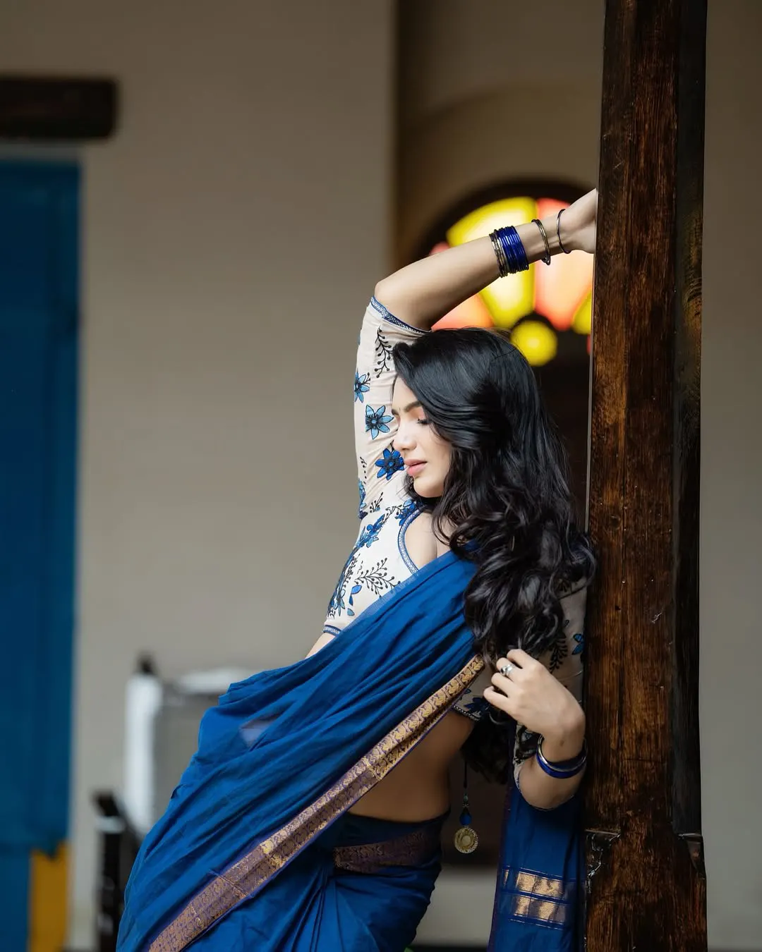 Jabardasth Varsha Showing Her Beauty in Saree