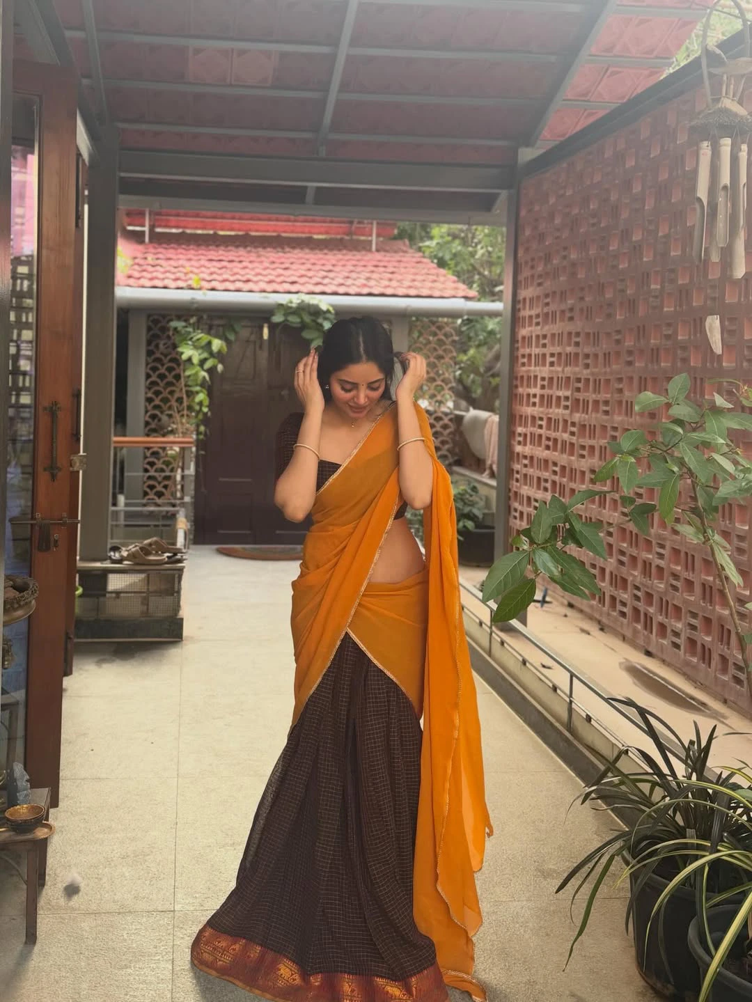 Kushitha Kallapu Traditional Looks in Half Saree on Ugadi
