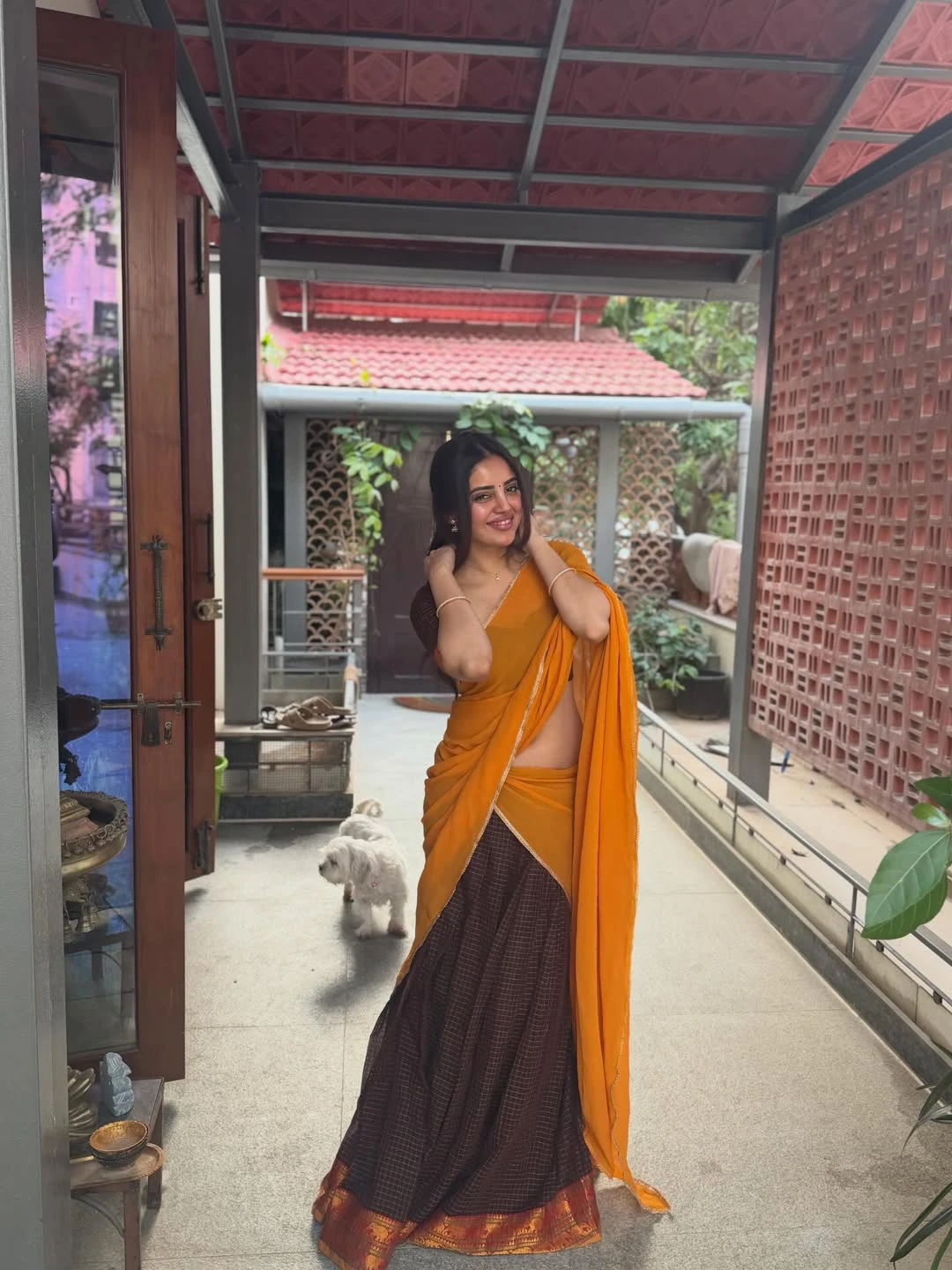 Kushitha Kallapu Traditional Looks in Half Saree on Ugadi