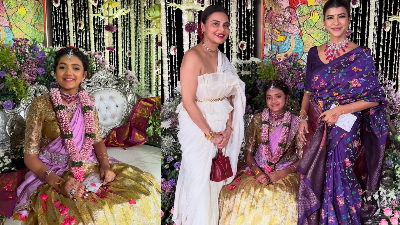 Manchu Lakhsmi Daughter : మంచు లక్ష్మి కూతురు విద్యా నిర్వాణ ఓణీల వేడుక.. ఫొటోలు..