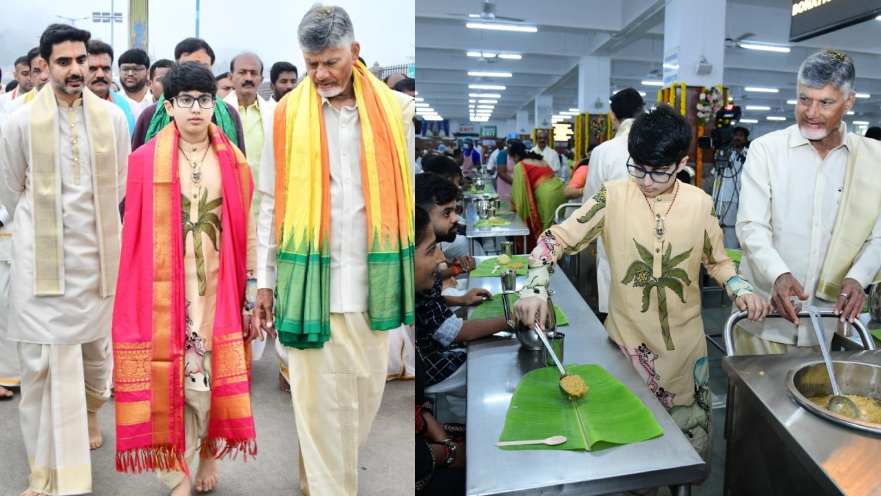 Nara Devansh Birthday : మనవడి పుట్టిన రోజు.. తిరుమలలో దేవాన్ష్ తో కలిసి చంద్రబాబు అన్నదానం..