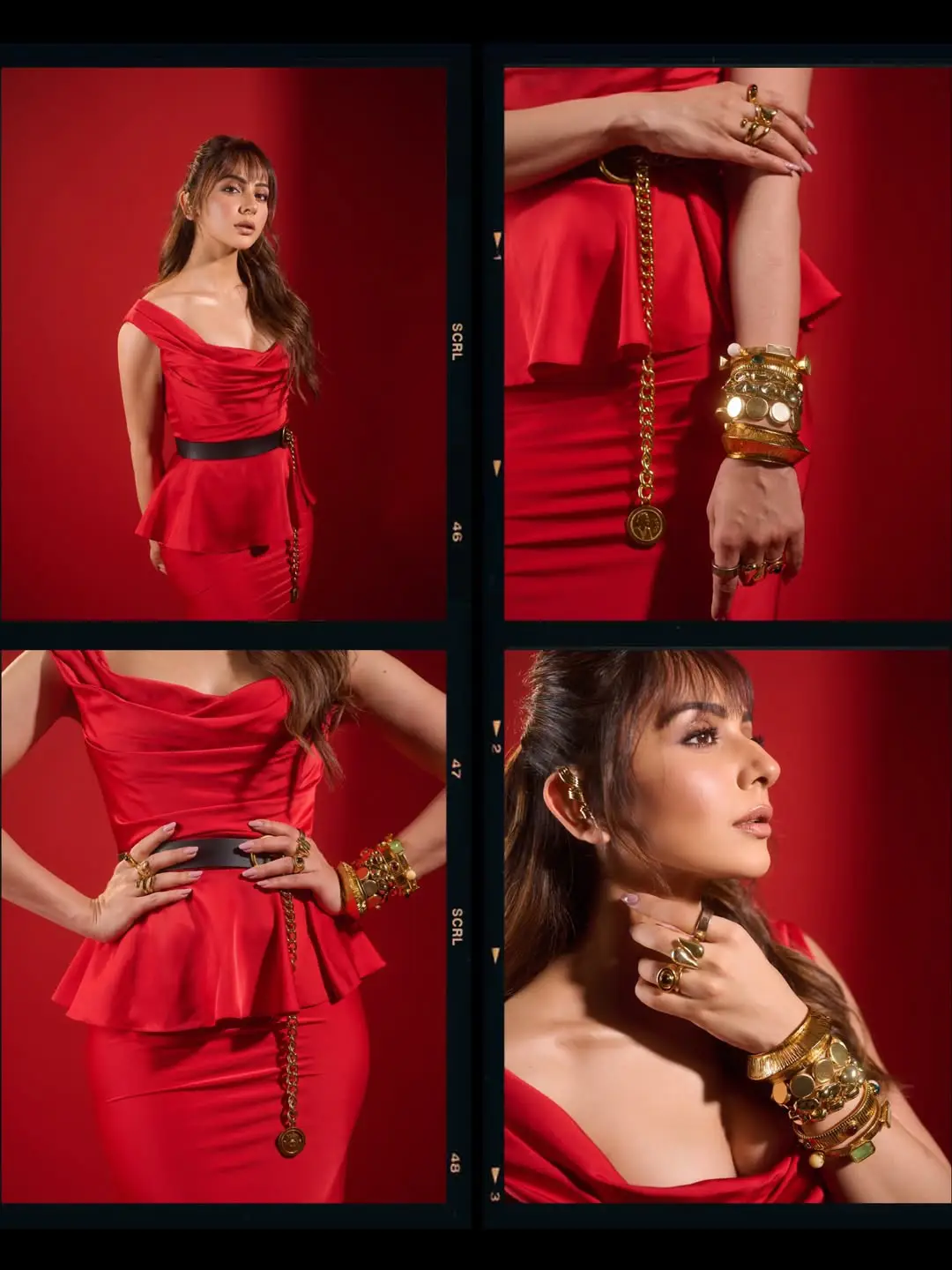 Rakul preet singh glamour show in red color dress