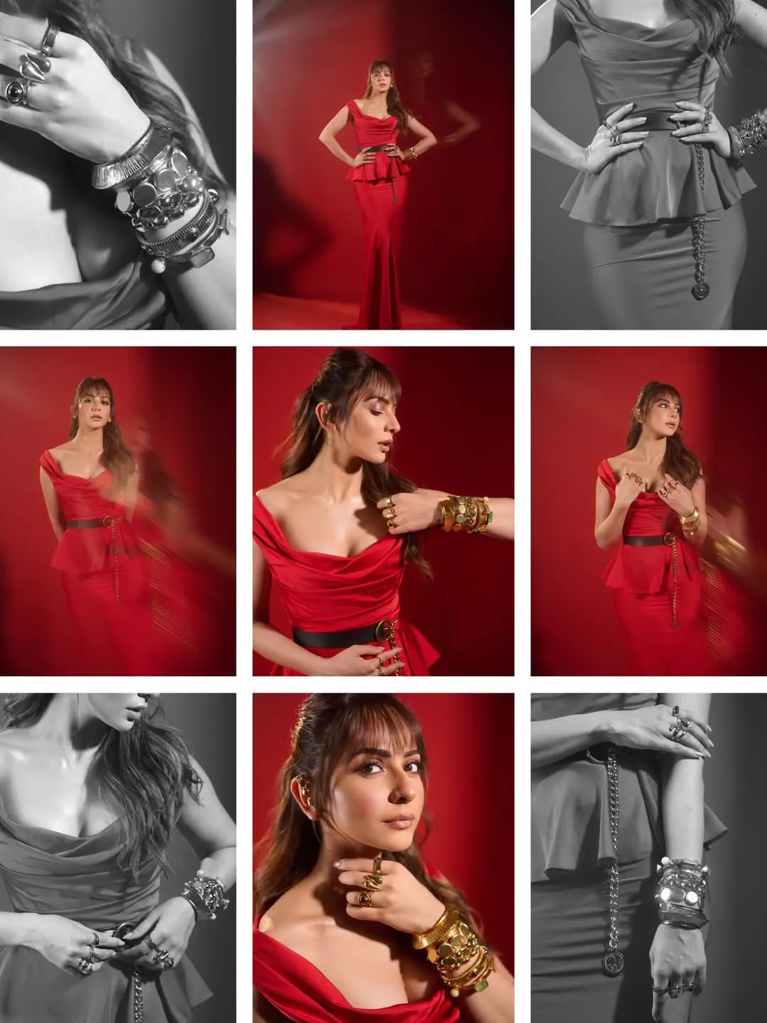 Rakul preet singh glamour show in red color dress