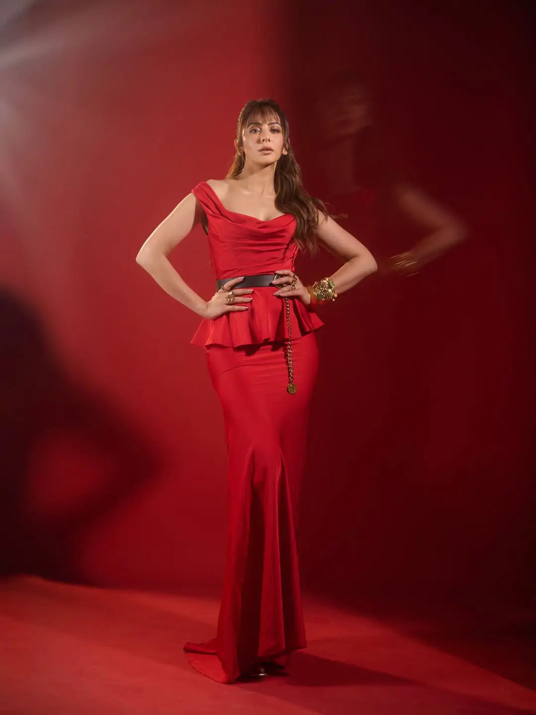 Rakul preet singh glamour show in red color dress