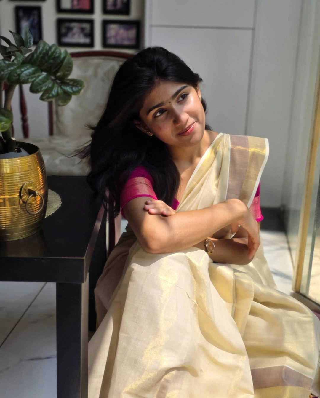 Riya Shibu Cute Photos in Saree