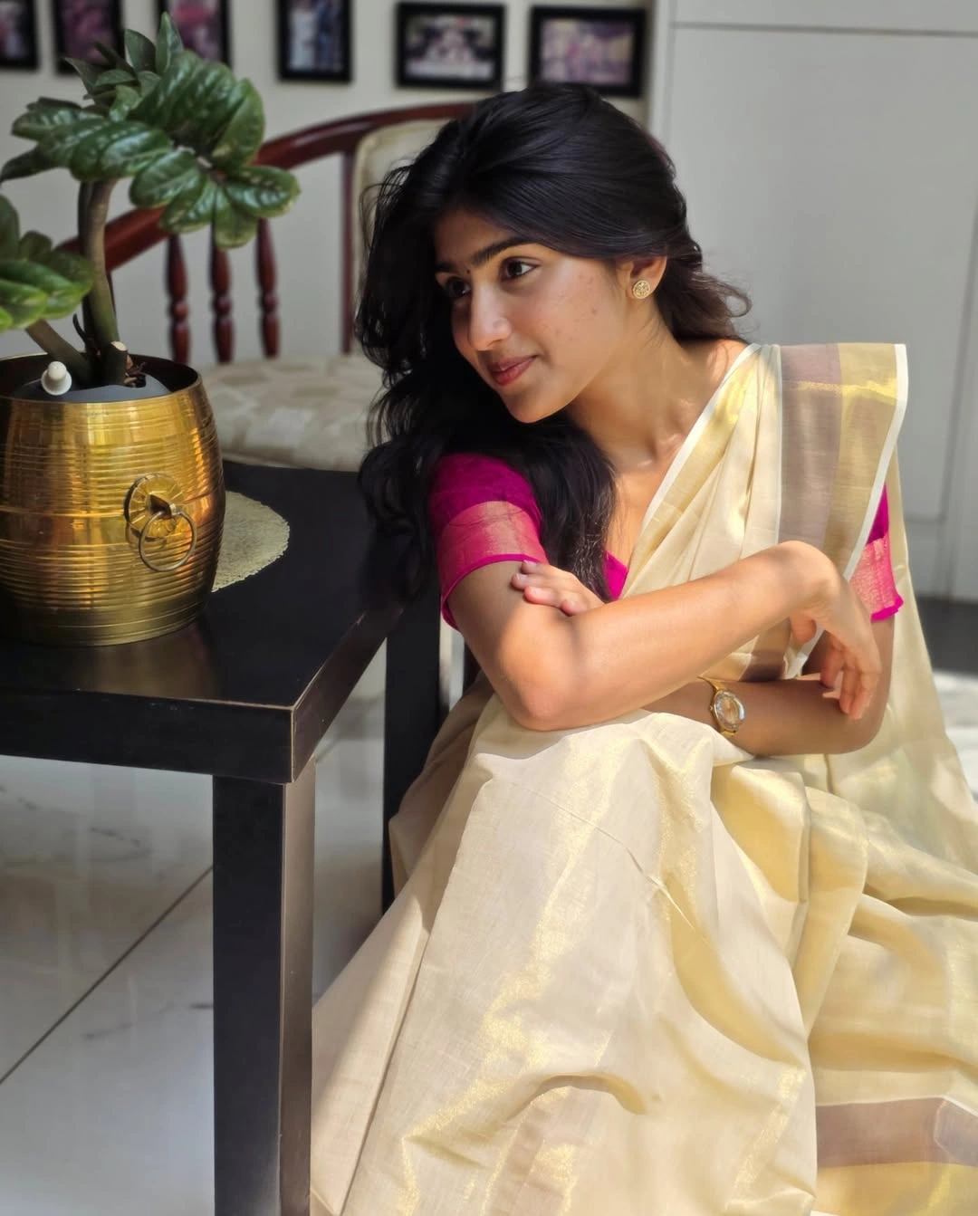 Riya Shibu Cute Photos in Saree