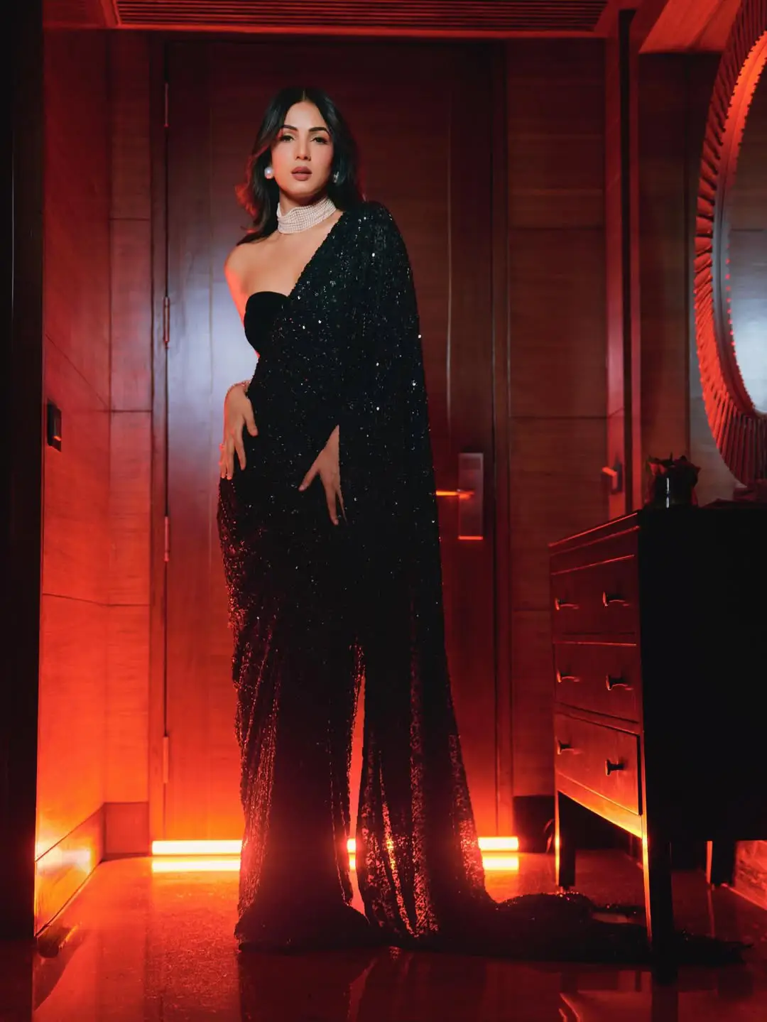 Sonal Chauhan Latest Photos in a Black Saree