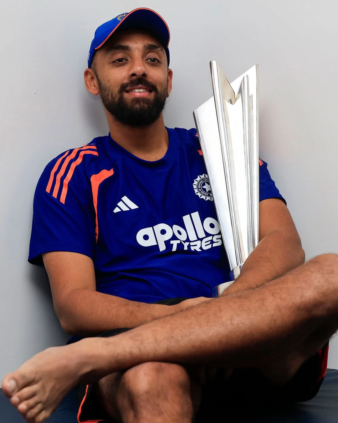 Team India Poses with Winning T20 World Cup in Dressing Room