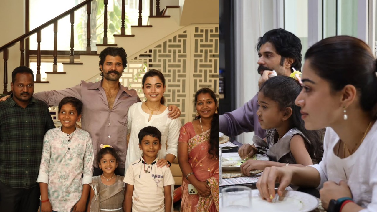 Virosh : ఆ చిన్నారి ఫ్యామిలీతో విజయ్, రష్మిక.. ఇంటికి లంచ్ కి పిలిచి.. ఫొటోలు వైరల్..