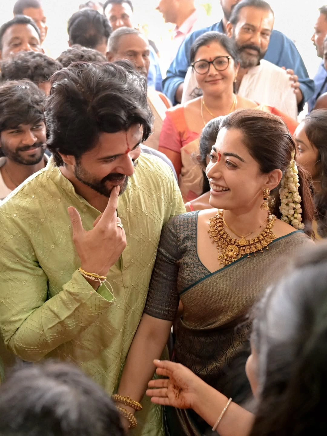 Vijay Deverakonda Rashmika Mandanna Satyanarayana Swamy Pooja Ceremony