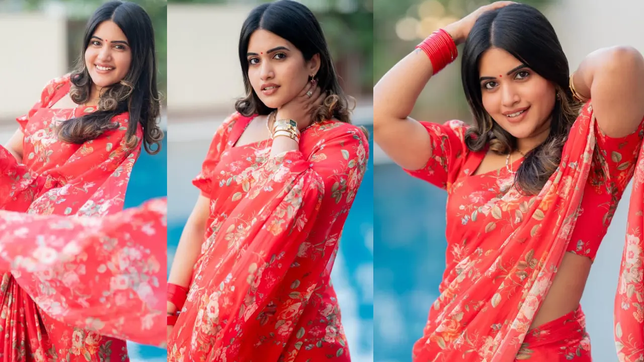 anchor sravanthi chokkarapu latest photos in red color saree
