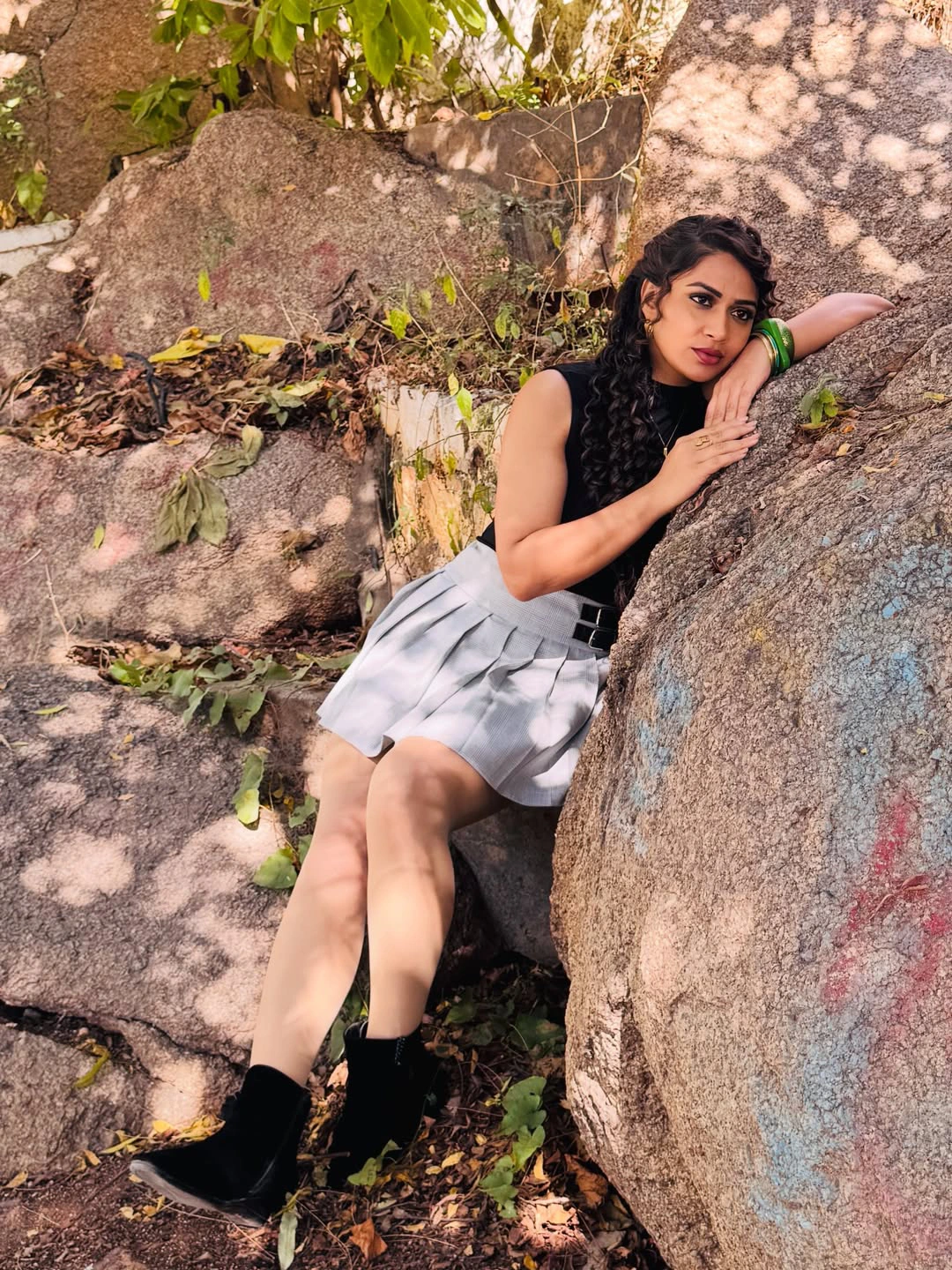 Inaya Sulthana Poses in Short Skirt