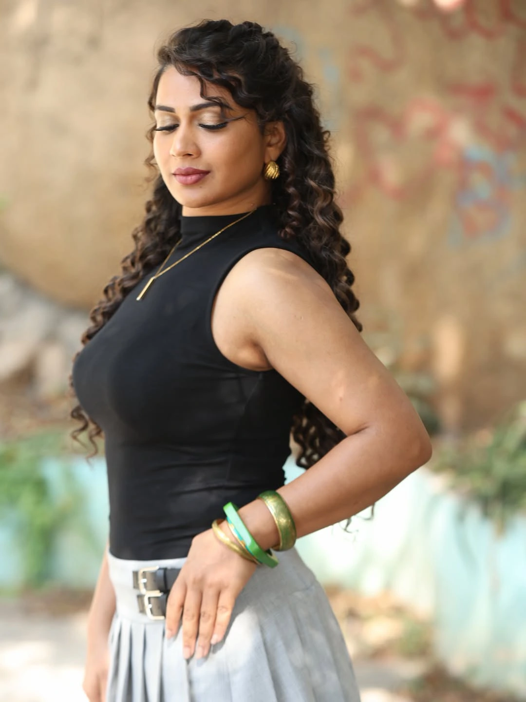 Inaya Sulthana Poses in Short Skirt