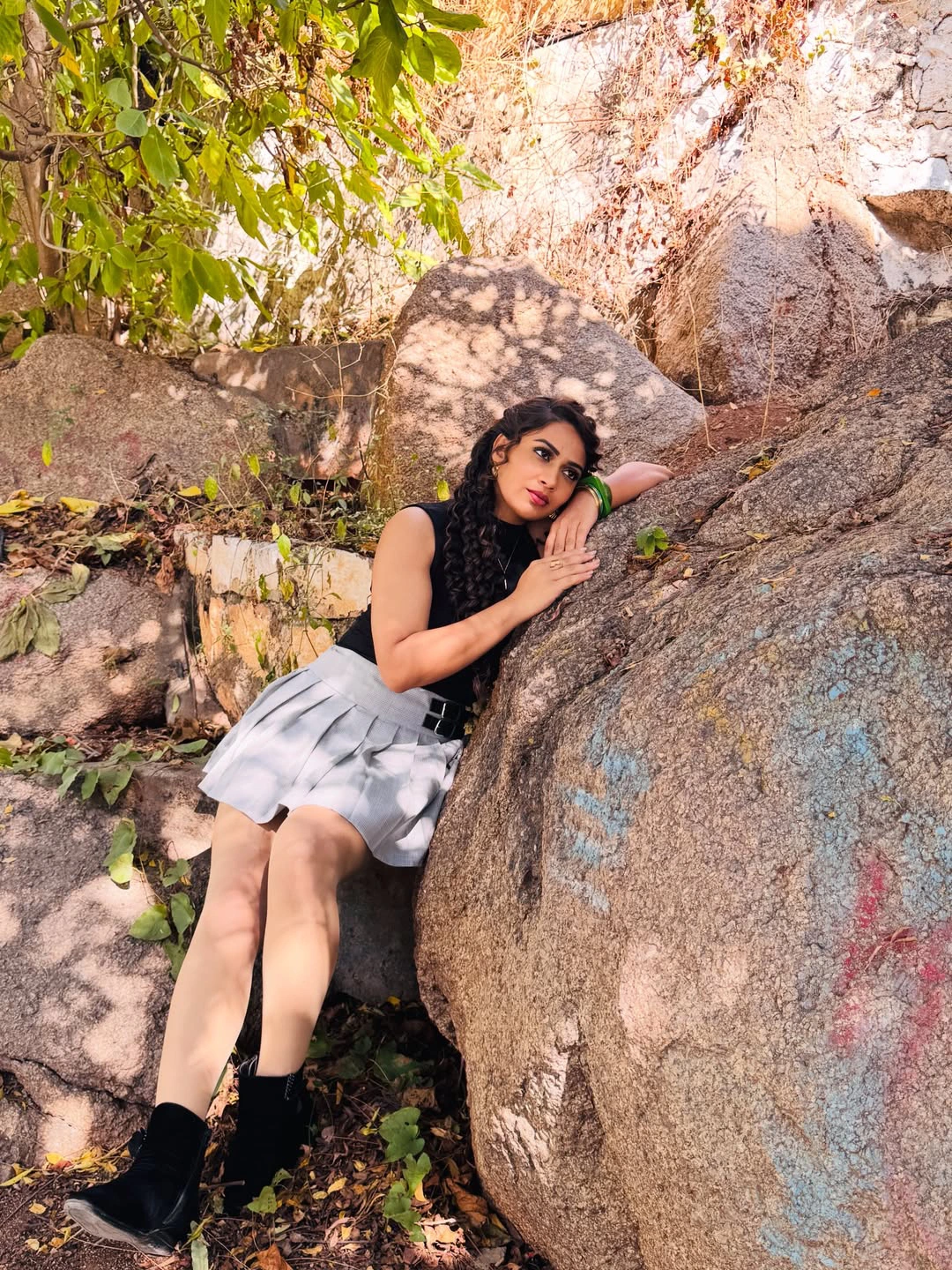 Inaya Sulthana Poses in Short Skirt