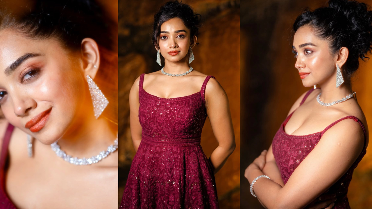 Saanve Megghana: మెరూన్ కలర్ డ్రెస్సులో మెరిసిపోతున్న శాన్వి.. హాట్ ఫోటోలు