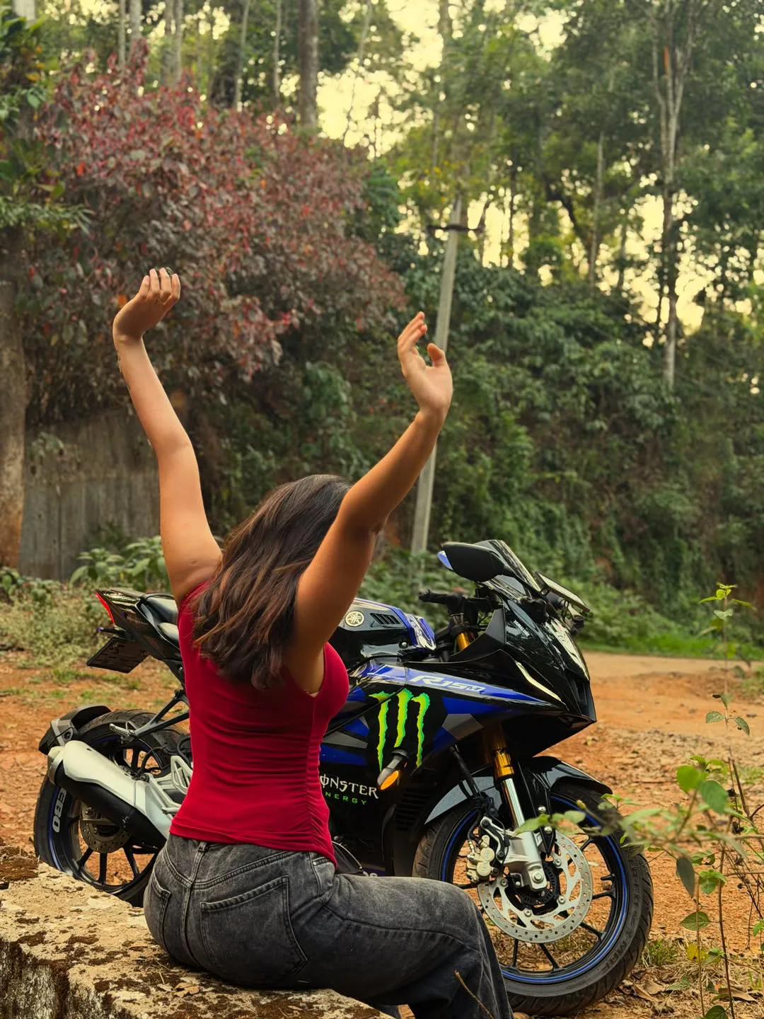 Ananya Nagalla photos with a stylish bike