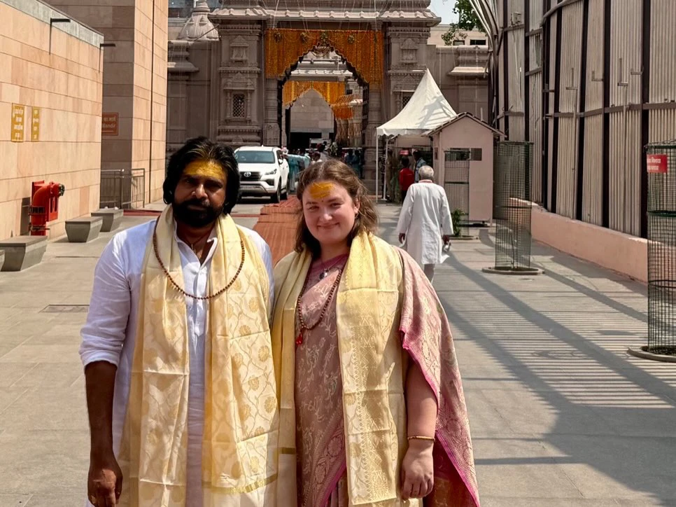 Anna Lezhneva Pawan Kalyan Perform Pooja in Varanasi