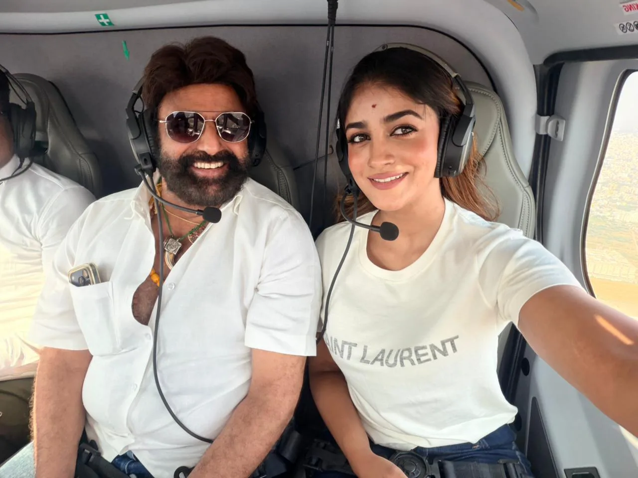 Balakrishna and Dimple Hayathi traveled to Guntur in a special helicopter