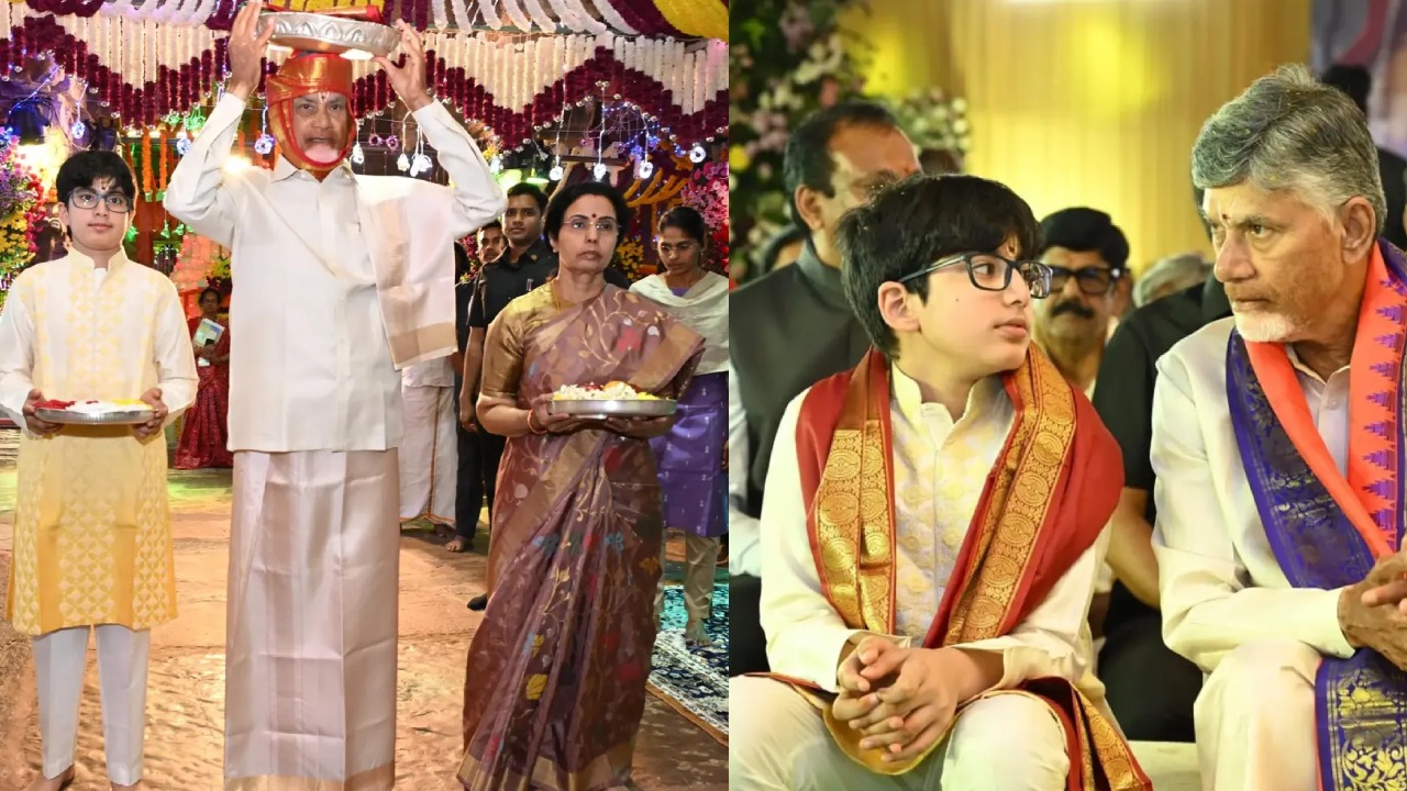 CM Chandrababu : ఒంటిమిట్ట సీతారాముల కళ్యాణం.. మనవడితో కలిసి సతీసమేతంగా సీఎం చంద్రబాబు.. ఫొటోలు..