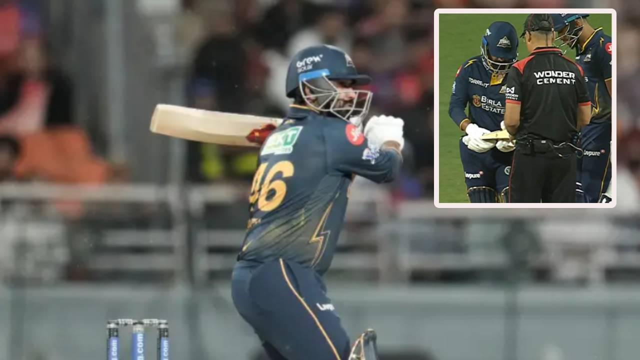 PBKS vs GT : ఆ బ్యాట్ మార్చాల్సిందే.. రాహుల్ తెవాటియాకు షాకిచ్చిన అంపైర్లు.. వీడియో వైర‌ల్‌